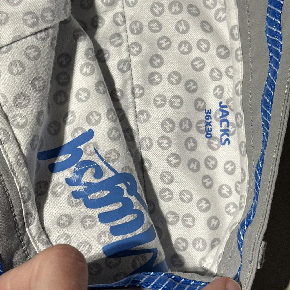 Mugsy Pants Men's Jacks Golf Gray Performance Tech Chino Size 36x30 Actual 36x32 - Picture 3 of 10